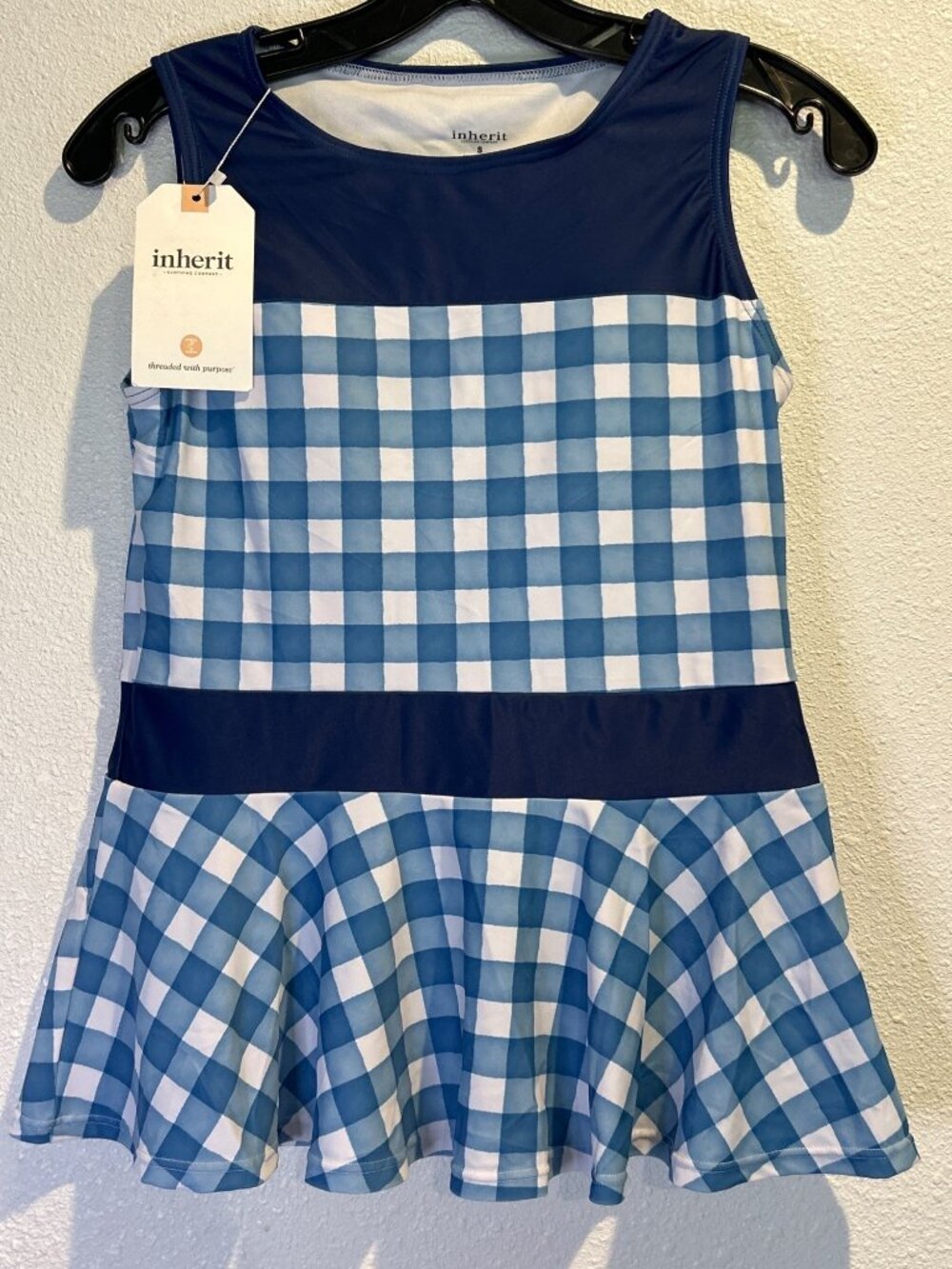 Inherit Clothing CO Caley Gingham Peplum Modest Swim Top Small